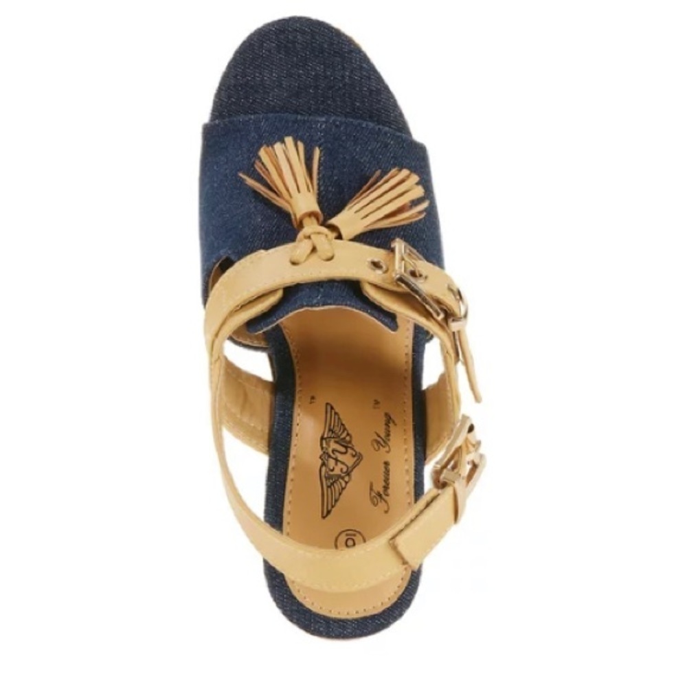 Forever Young tasseled high wedge boho-inspired sandal W/ 3.5'' heel 💙 - Picture 4 of 6